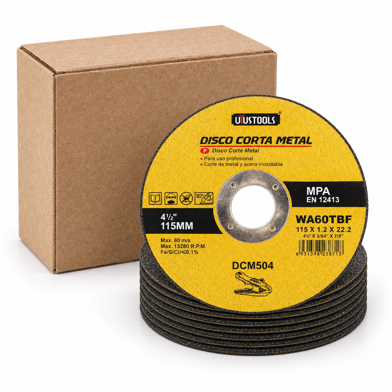 10 discos de corte metal 115×1,2 mm