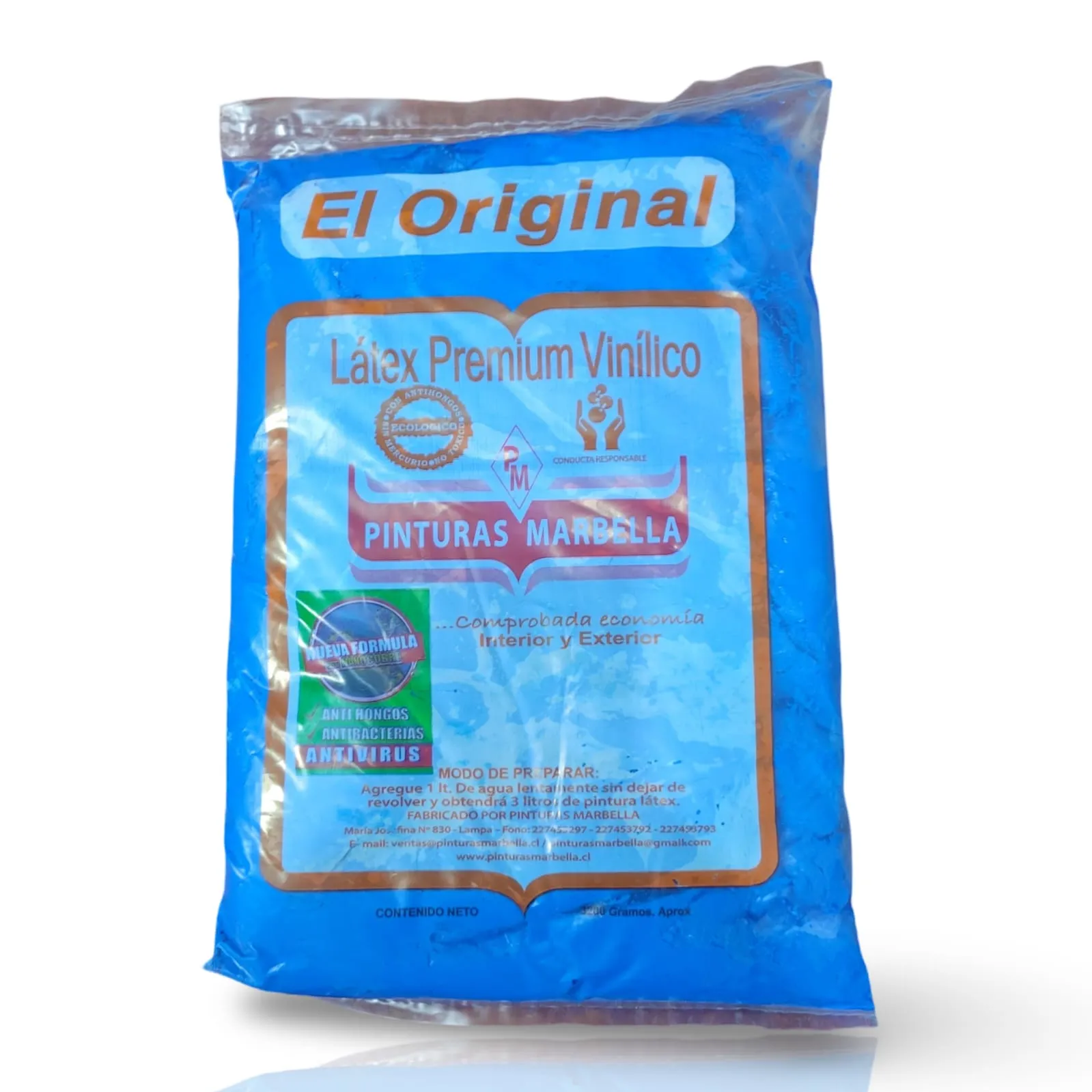 Pintura latex azul colonial en bolsa