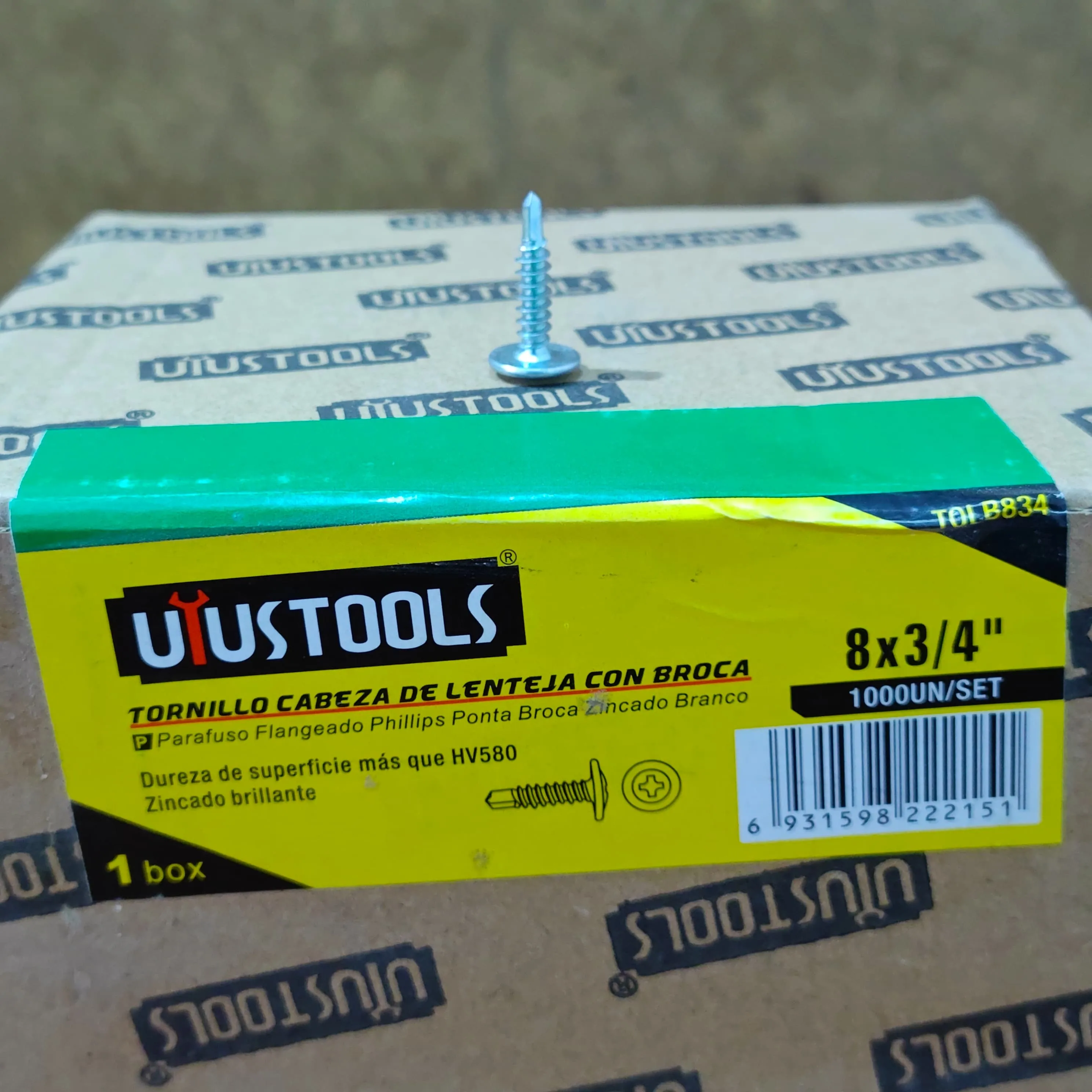 Tornillo Cabeza Lenteja Autoperforante 8x3/4 1000 und