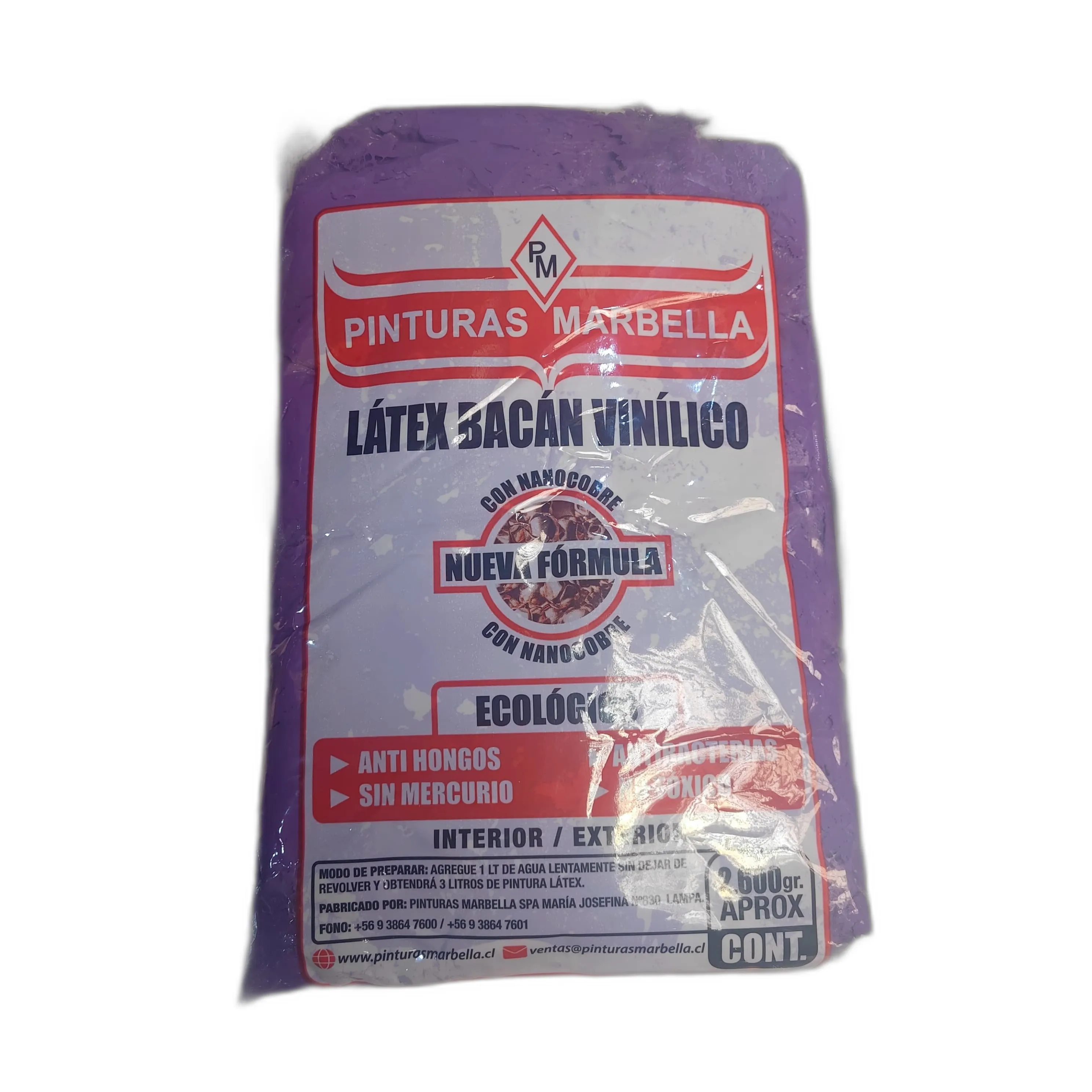 Pintura latex azul violeta BACAN  en bolsa